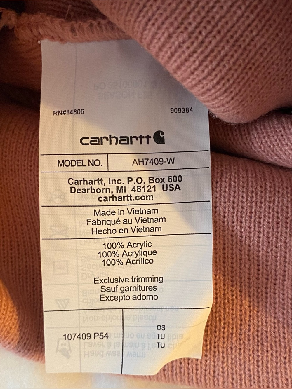 Carhartt Beanie Winter Hat Womens OS Pink Heart Patch Outdoor Gorpcore NEW NWT - Picture 7 of 9